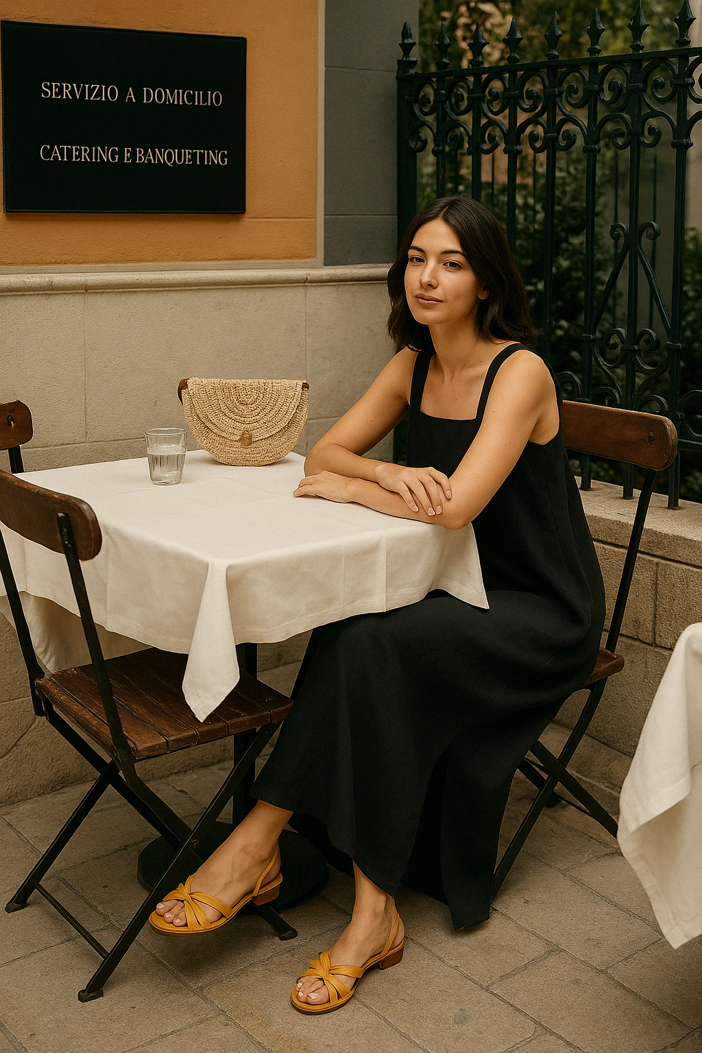 Linen Fugue Dress - Black